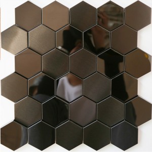 3D 블랙 모자이크 타일 육각형 금속 스테인레스 스틸 모자이크 부엌 욕실 Backsplash 타일
